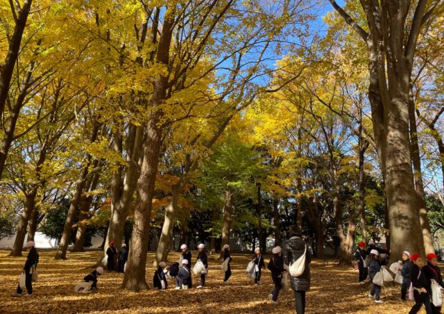 落ち葉拾い（１年生）